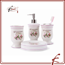 rose decal pattern ceramic bathroom set